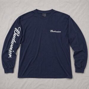 Budweiser Vintage 2003 Long Sleeve Shirt Large Navy Blue Calhoun Graphic Tee